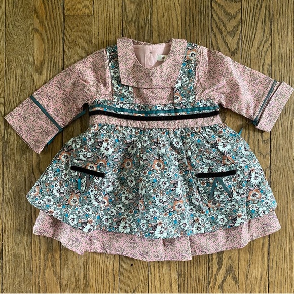 KENZO NWT Kids Floral Pink and Blue Baby Dress size 6 months - Picture 1 of 7